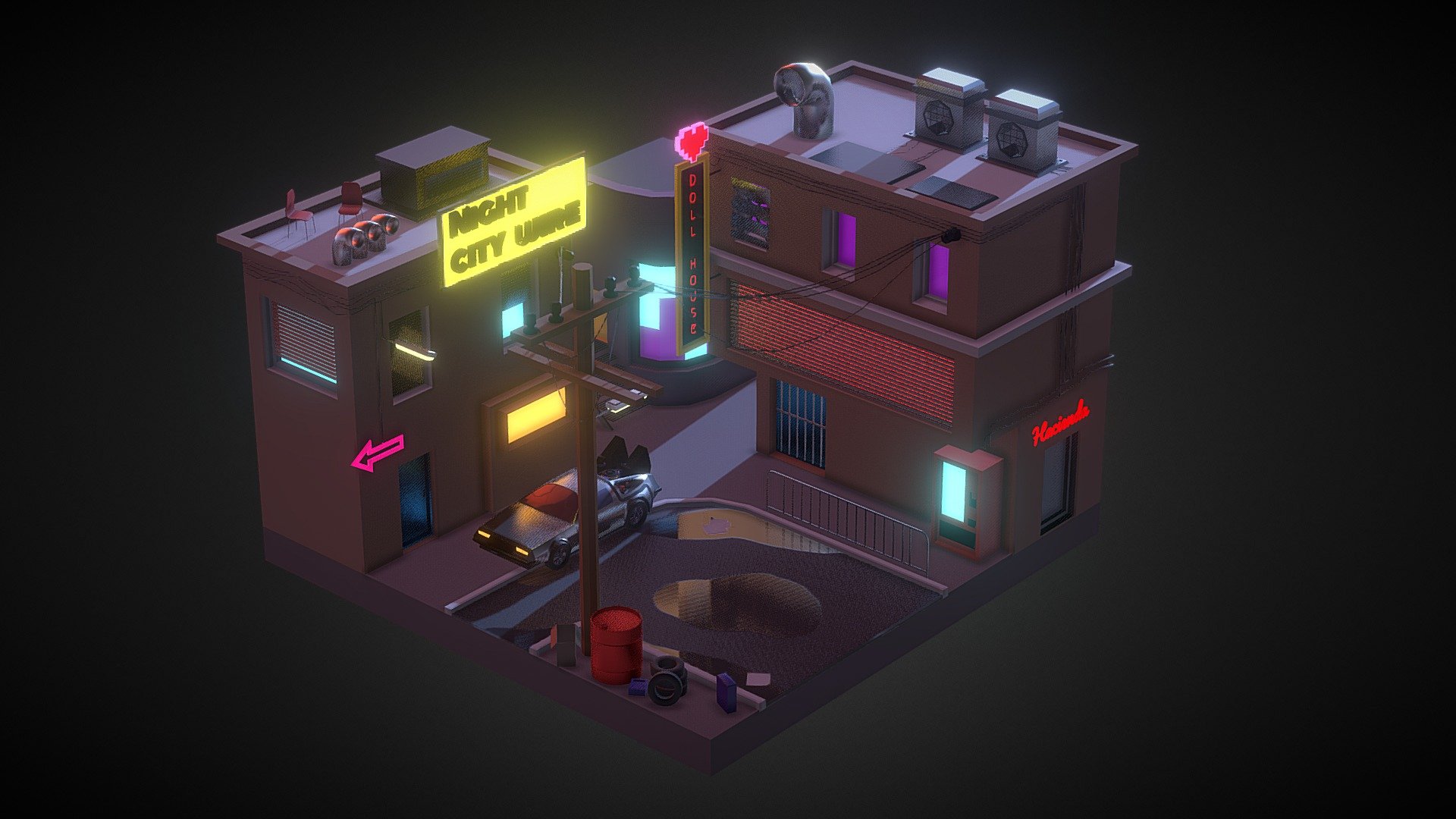 Diorama of cyberpunk city. - Download Free 3D model by deadpool (@lvlup