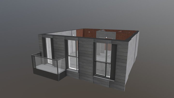 1-комнатная квартира (типовой этаж - тип А) 3D Model