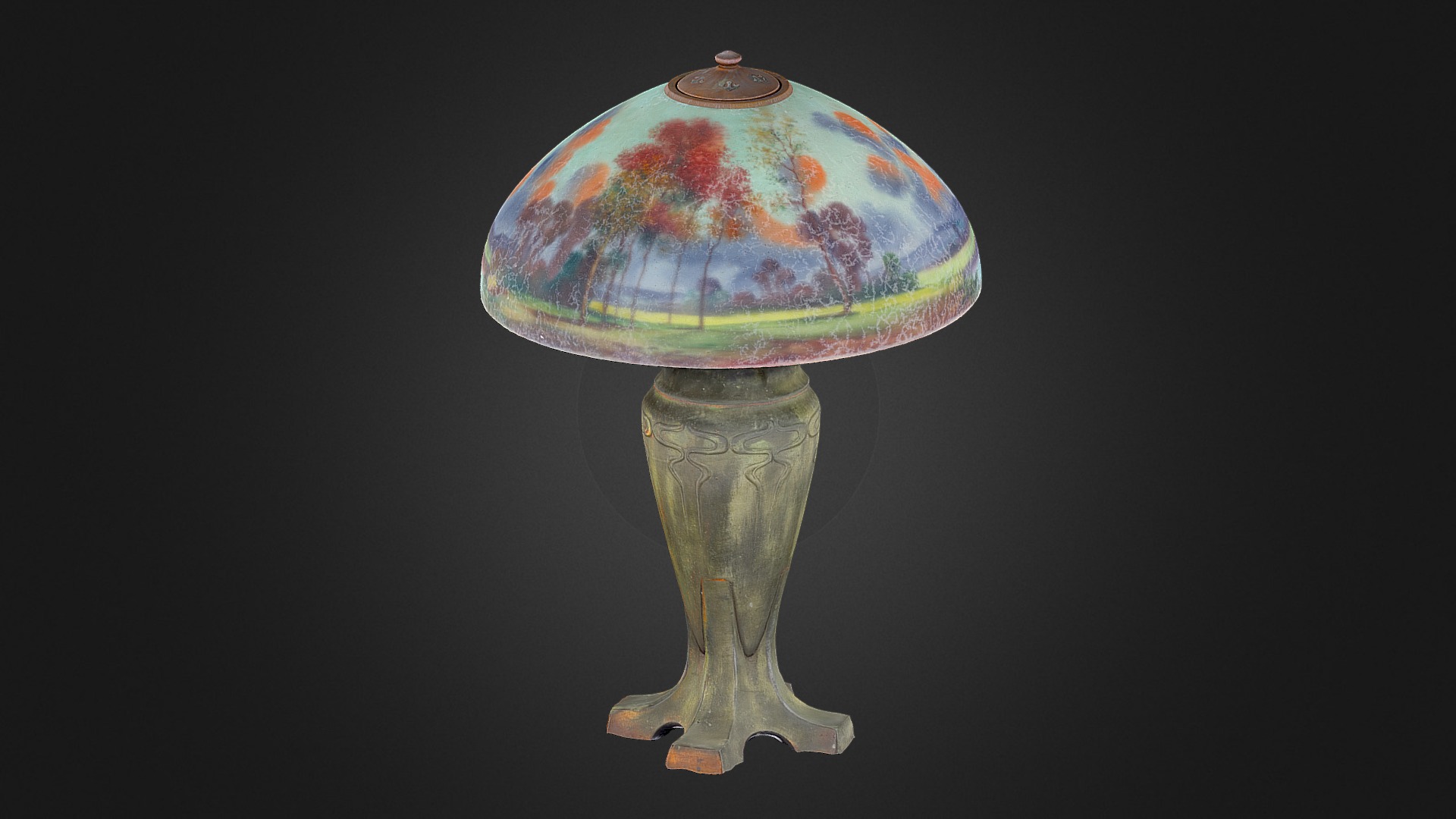 3D model Antique Handel painted glass lamp - This is a 3D model of the Antique Handel painted glass lamp. The 3D model is about a colorful glass lamp.