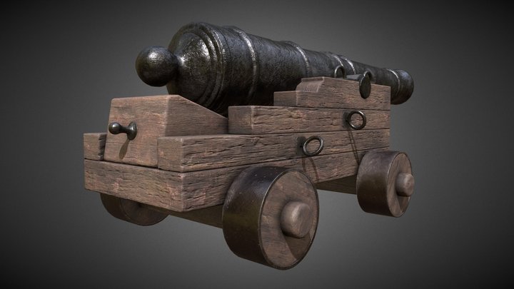 Old Naval Cannon 3D Model