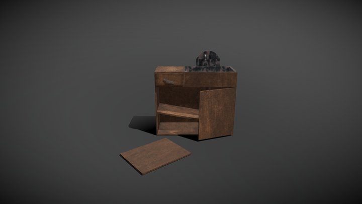 Old Rusty Wooden Sink 3D Model