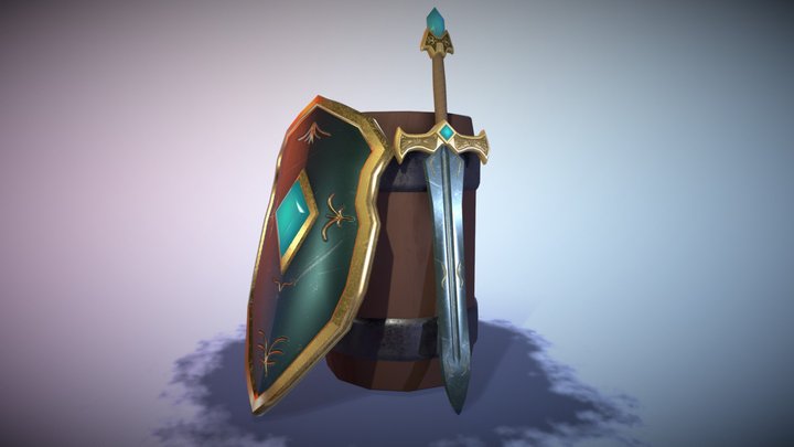Sword And Shield Scene 3D Model