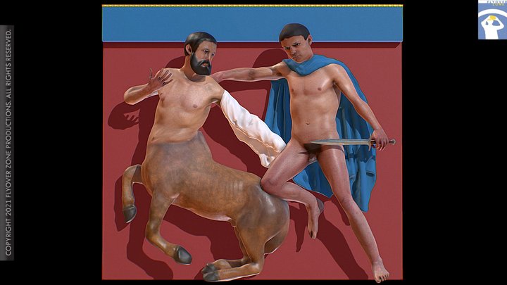 3D rendering of Metope South 03 Restored (Parthenon)