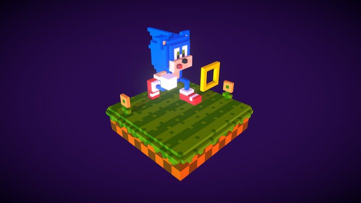 Voxel Sonic 3D Model