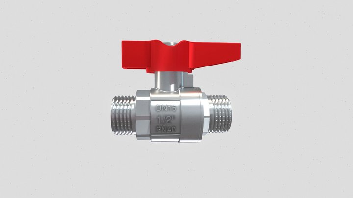 Ball valve 3/4" with handle (ASG) 3D Model