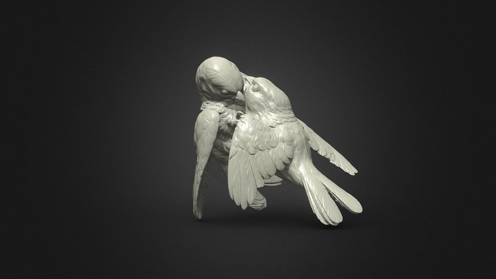 S00051 Lovebirds - Romantic 3D Sculpture 3dp 3D Model