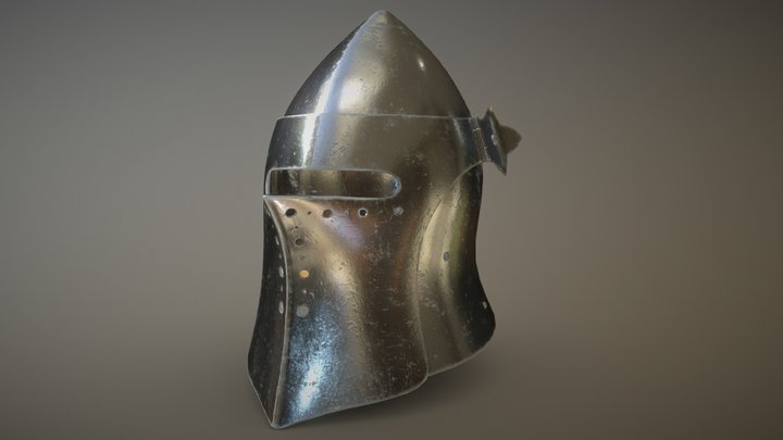 Visored Barbuta Helmet 3D Model