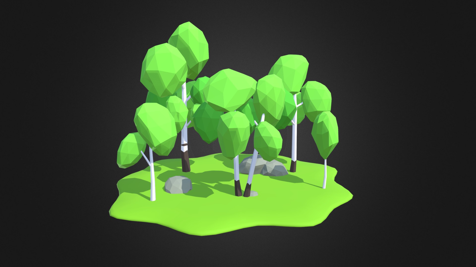3D model Birch island lowpoly - This is a 3D model of the Birch island lowpoly. The 3D model is about a green leafy plant.