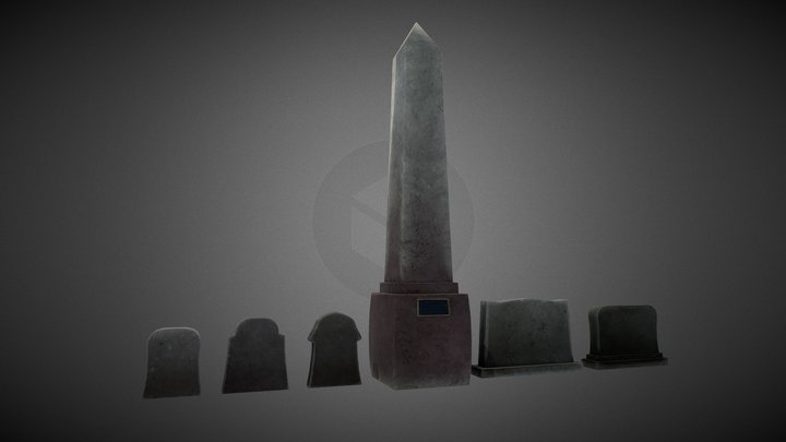 Stylised Gravestones 3D Model