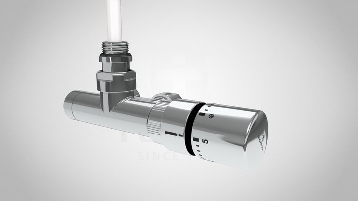 Angled thermostatic valve with immersion tube 3D Model