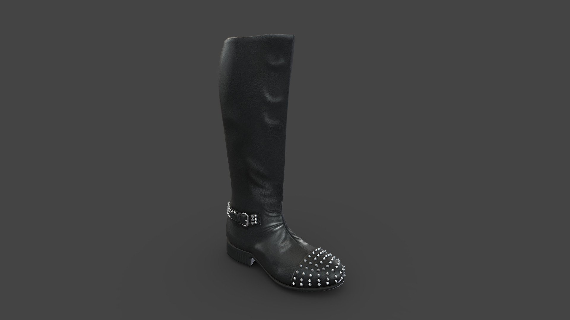 Flat Riding Knee Boots With Rivets - Buy Royalty Free 3D model by 3dia ...