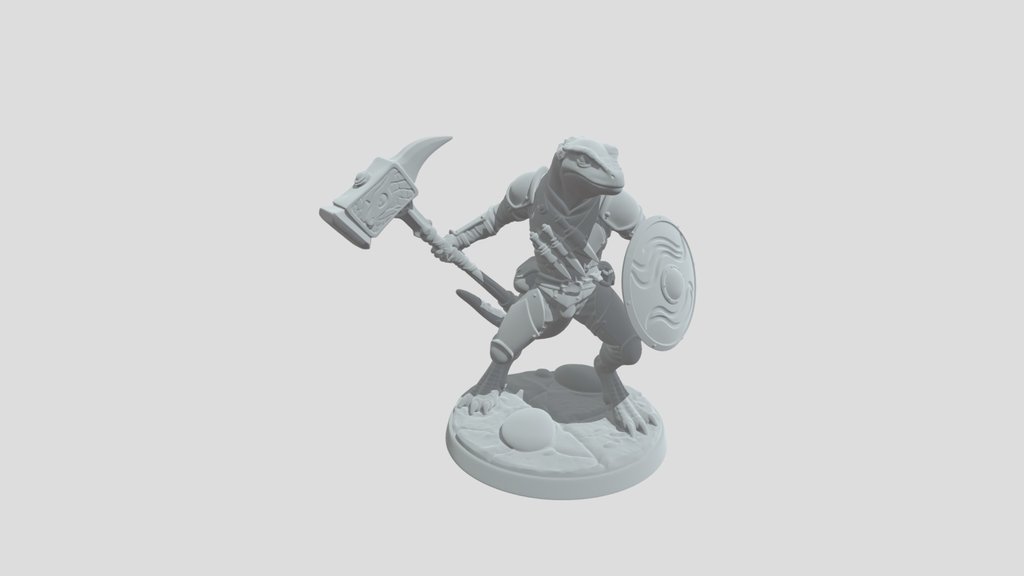 Lizardman Warrior with Hammer and Shield