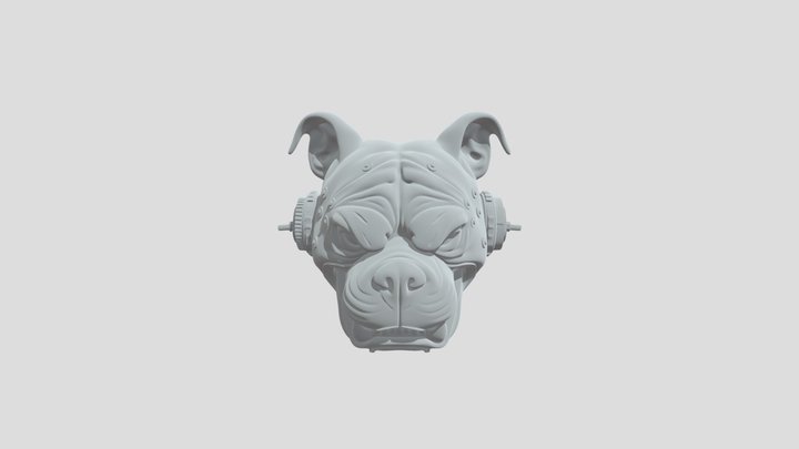 bulldog face bio mechanical scars 3D Model