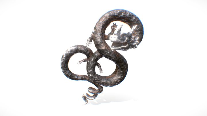 Dragon Statue - Rusty Metal - Estatua Dragón 3D Model
