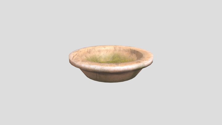 Low poly old mossy Terracotta Bowl 3D Model