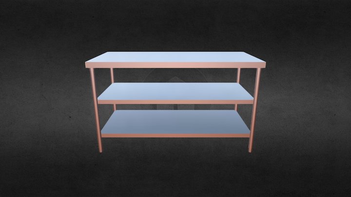Working Table With Mid& Bot Shelves 3D Model