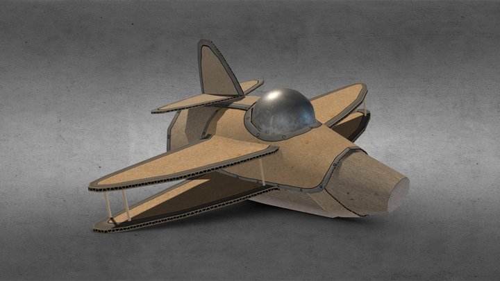 Cardboard Plane - 3.6k faces 3D Model