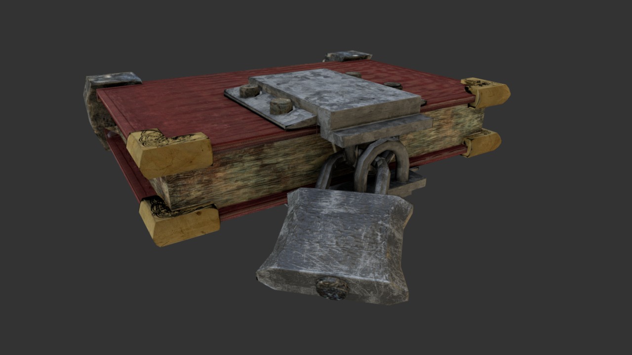 3D model Locked Tome - This is a 3D model of the Locked Tome. The 3D model is about a wooden cart with wheels.