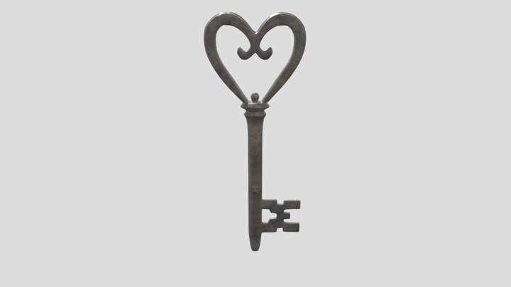 Mysterious heart shaped key 3D Model