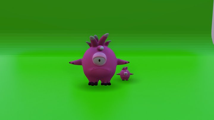 Horror pink cyclops balls aliens 3D Model