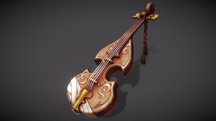 Handpainted Stylized Violin 3D Model