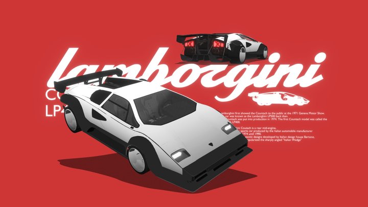 Lamborghini Countach LP400 Stylized 3D Model