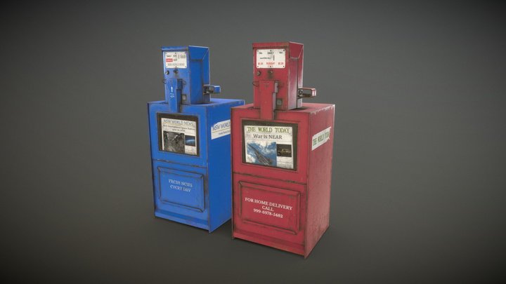 Newspaper Dispenser - Low Poly 3D Model