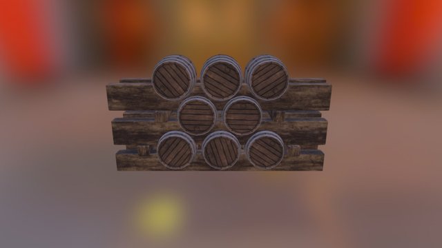Witcher 3 Game Scene: Barrel Rack 3D Model