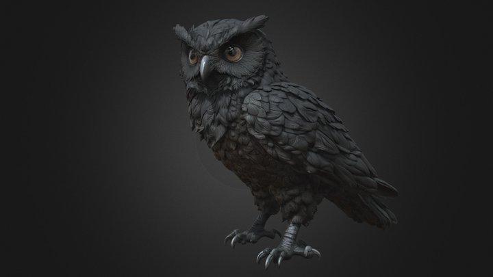 Black Owl Familiar – Amber-Eyed Dark Fantasy – Modelo 3D gratuito STL