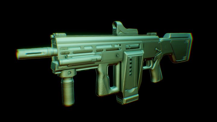 Automatic Shotgun Volkodav-12KSM Model M001 3D Model