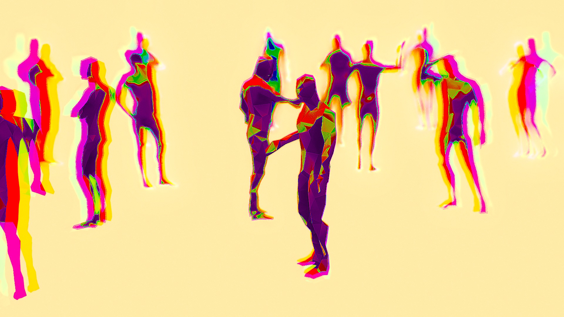 3D model People Being People - This is a 3D model of the People Being People. The 3D model is about a group of people in colorful clothing.