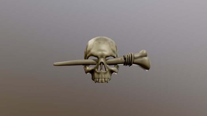 3D printable skull hair pin 3D Model