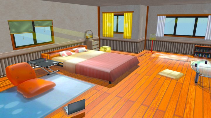 Hand painted sunny bedroom – Free 3D Model STL