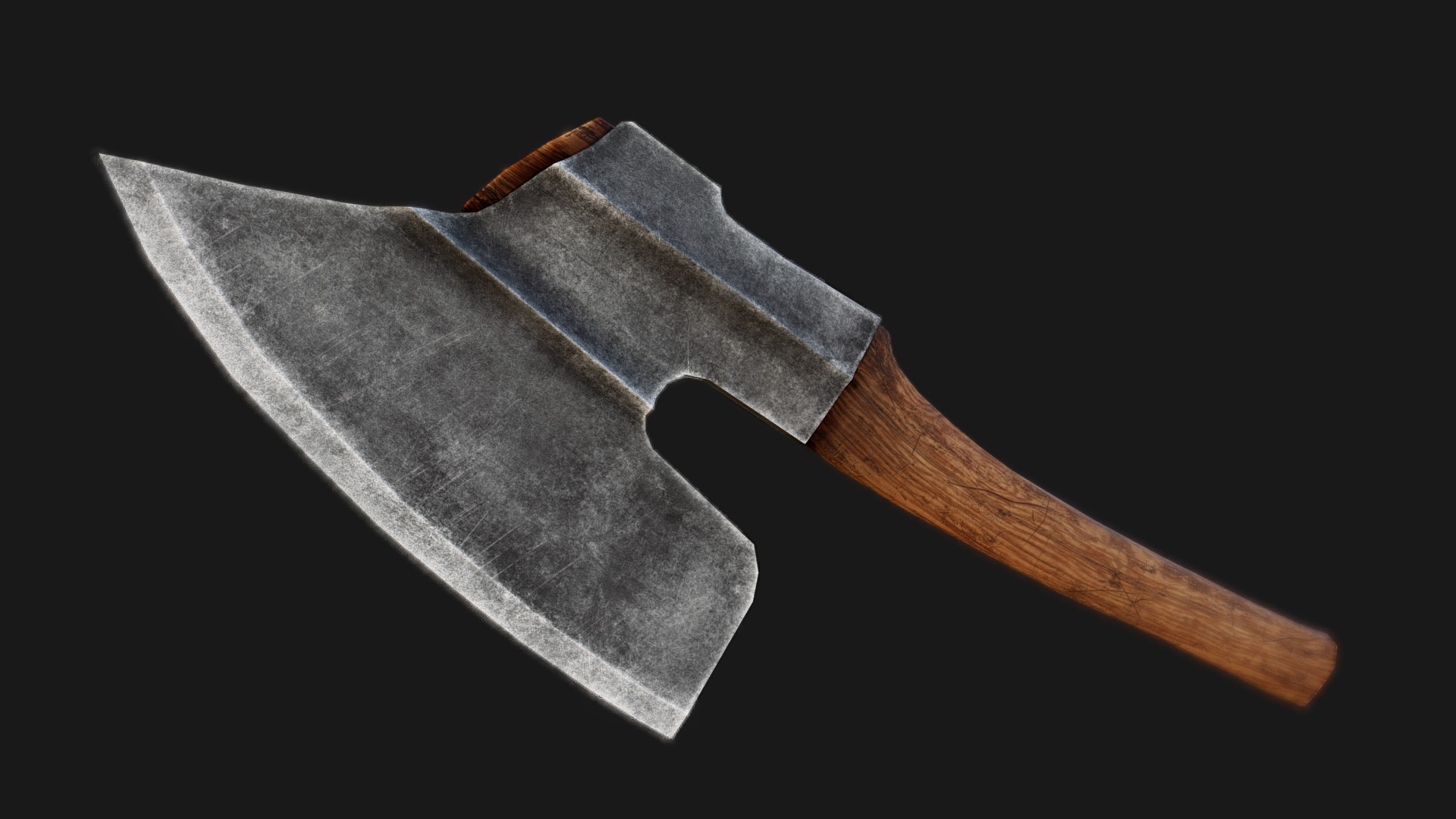 3D model Goosewing Hewing Axe - This is a 3D model of the Goosewing Hewing Axe. The 3D model is about a wooden axe with a wooden handle.