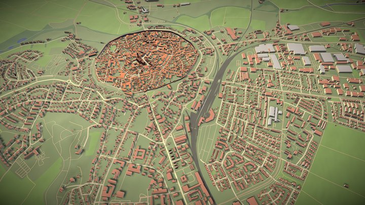 Nördlingen Germany - city and urban 3D Model