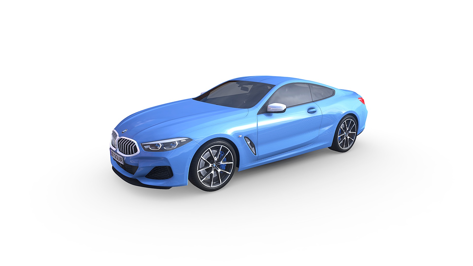 3D model BMW 8 – Series Coupe 2019 - This is a 3D model of the BMW 8 - Series Coupe 2019. The 3D model is about a blue car with a white background.
