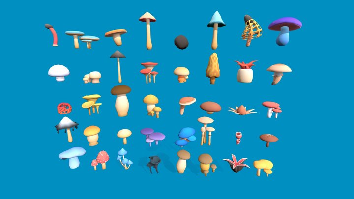 Real mushroom unlit 3D pack 3D Model