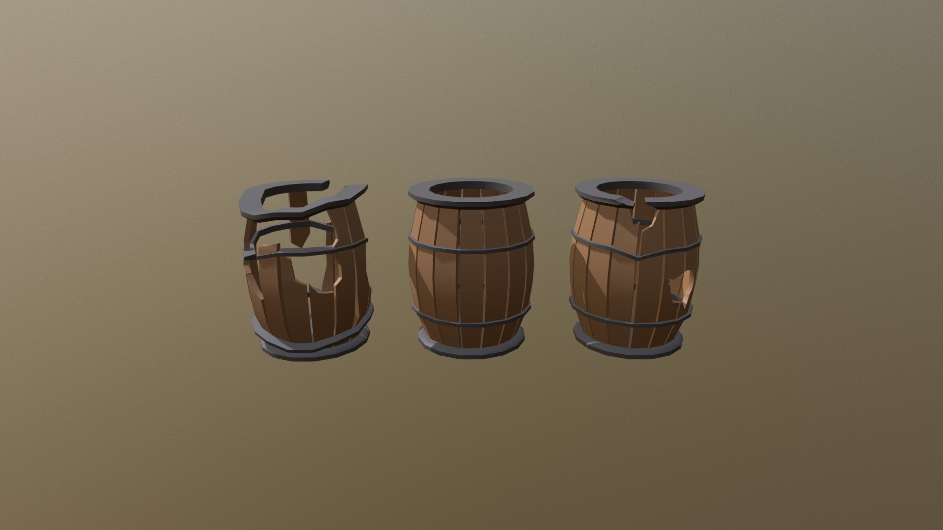 Low Poly Barrels Showcase