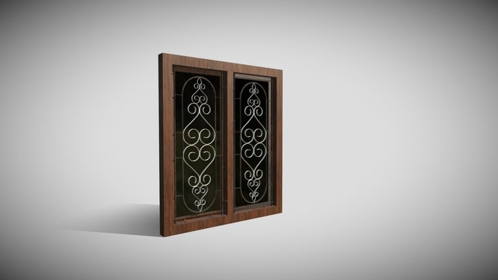 Wooden Home Window 3D Model