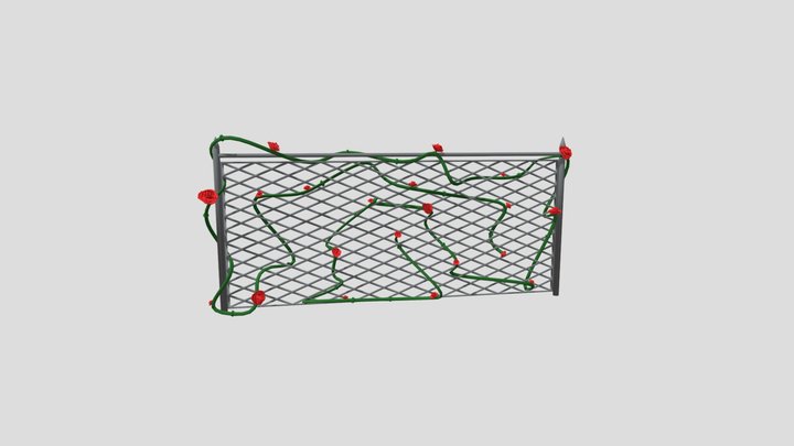 Fence with roses 3D Model