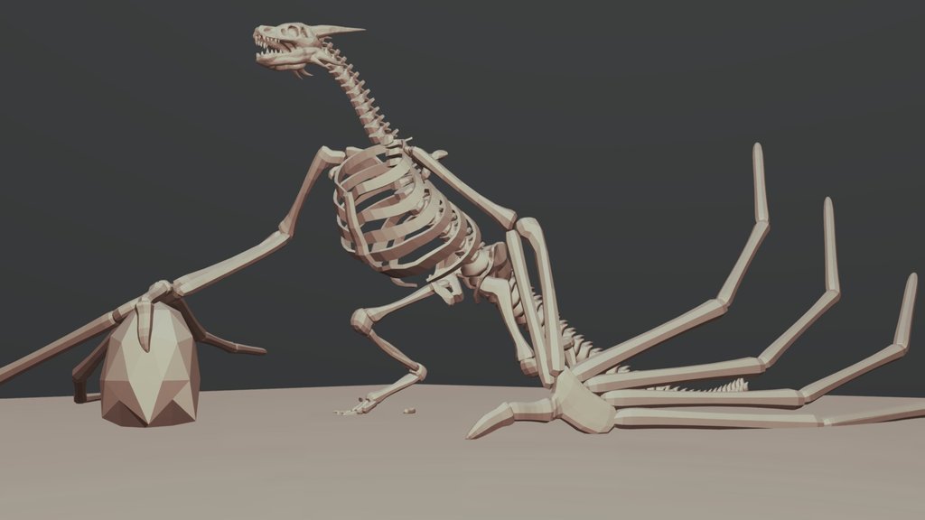 Dragon skeleton low-poly