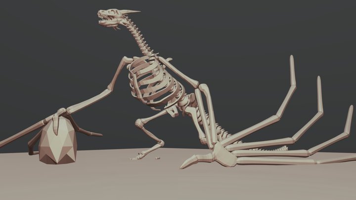 Dragon skeleton low-poly 3D Model