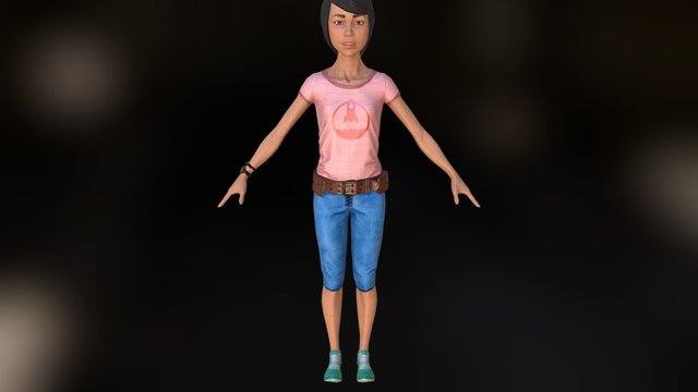 LowPoly Girl, 10k poly, 2k textures 3D Model