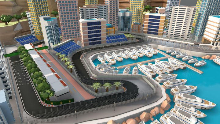 F1 Monaco lowpoly circuit 3D Model