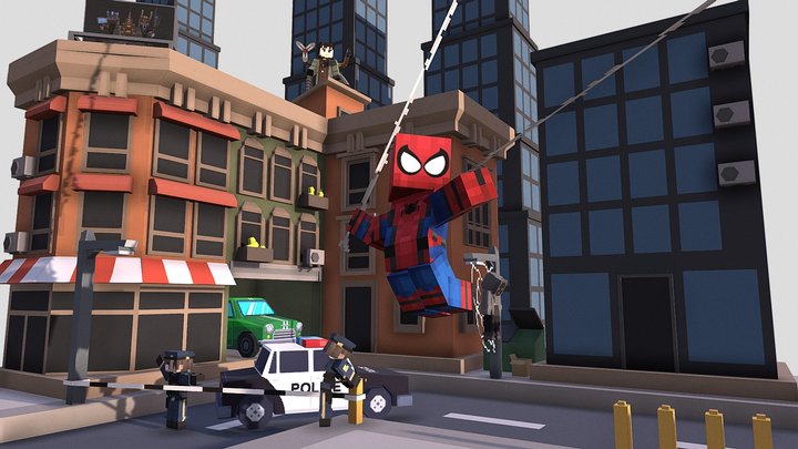 Minecraft - SpiderMan Octopus City 3D Model