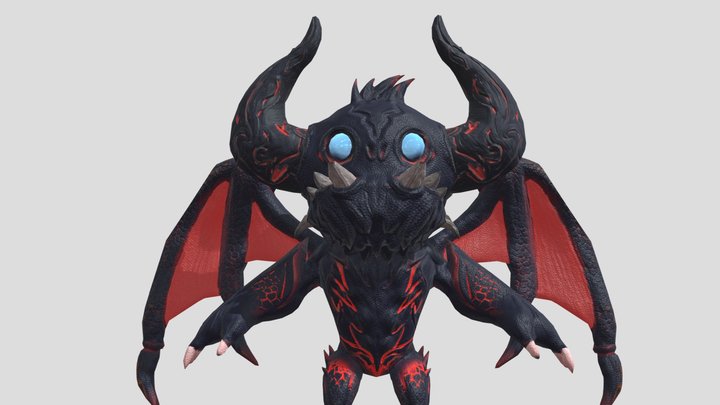 Black red Monster character for game low poly 3D Model