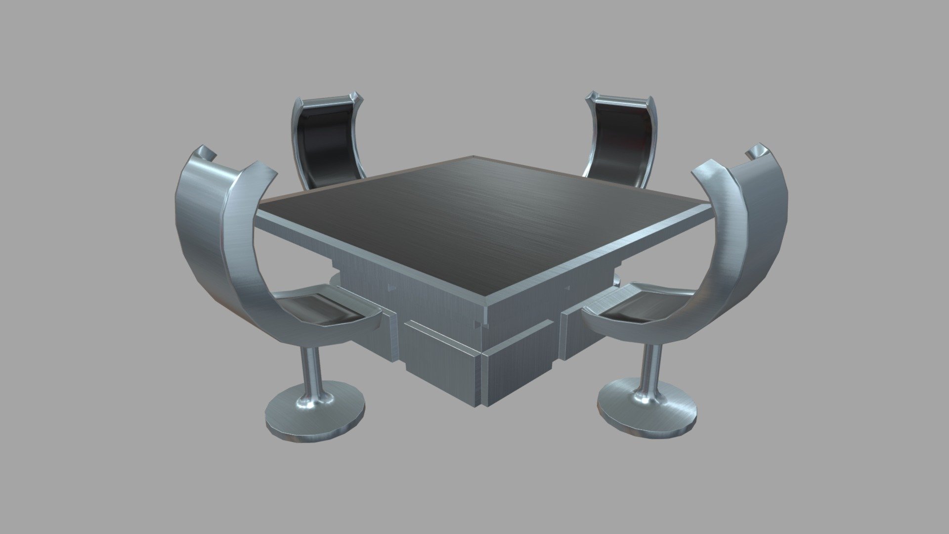 Low Poly Scifi Table Chairs 01 Buy Royalty Free 3D model by ViperJr3D