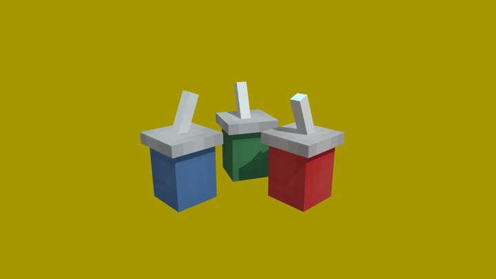 {Minecraft} Colourful Cups 3D Model