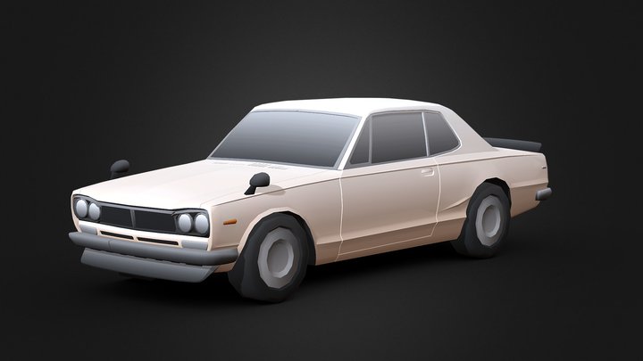 1972 Nissan Skyline 2000GT-R (Cartoon Styled) 3D Model