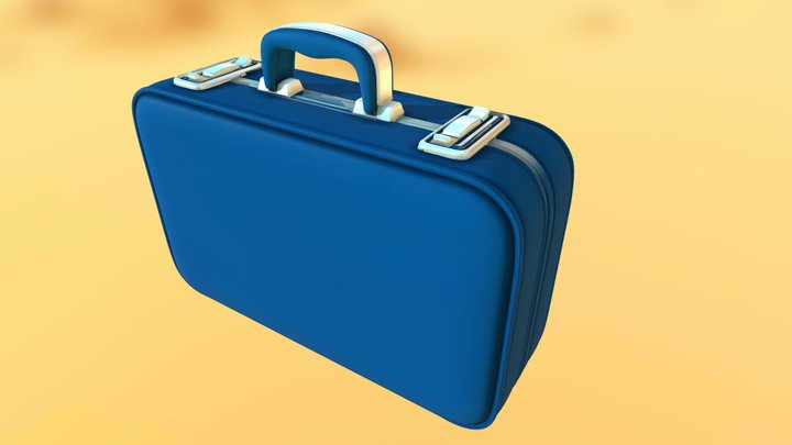 Vintage Blue Suitcase – Stylized Travel Prop – Free 3D Model STL
